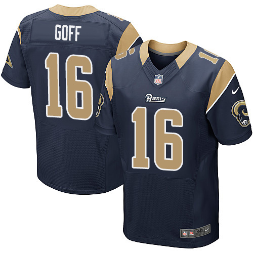 Men's Elite Jared Goff Nike Jersey Navy Blue Home - #16 NFL Los Angeles Rams